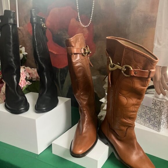 COACH TAN RIDING BOOTS SZ 7B Tan - Picture 1 of 12